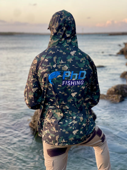 PhD Dark Green Camo fishing shirt