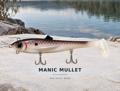 Manic Mullet Delta Wing with two belly treble hooks and chin eyelet