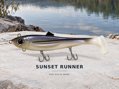 Sunset Runner Delta Wing with two belly treble hooks and chin eyelet