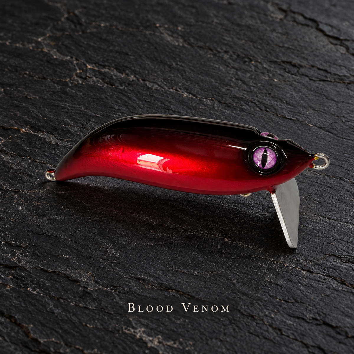 PhD Frog Fish WAKE lure in Blood Venom on black slate