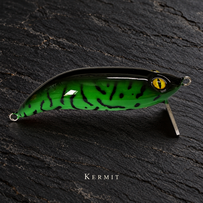 PhD Frog Fish WAKE lure in Kermit on black slate