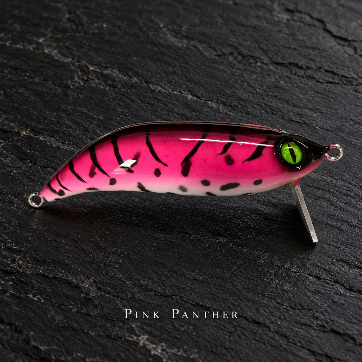 PhD Frog Fish WAKE lure in Pink Panther on black slate
