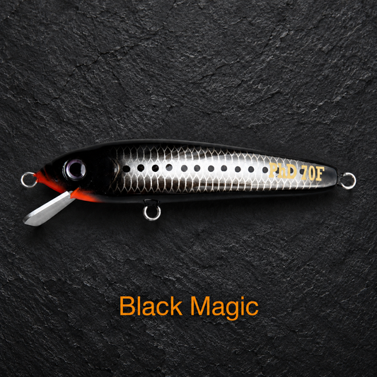 Black Magic – Timber Boof 155 with orange name label on dark slate